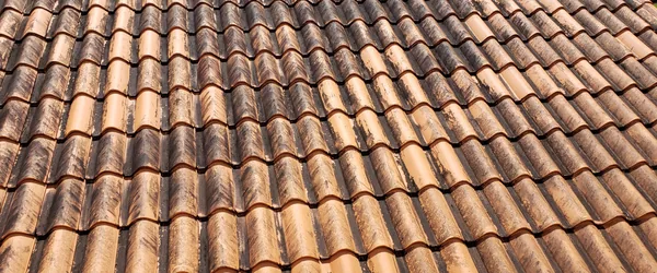 Terracotta tile roof before: dark with algae